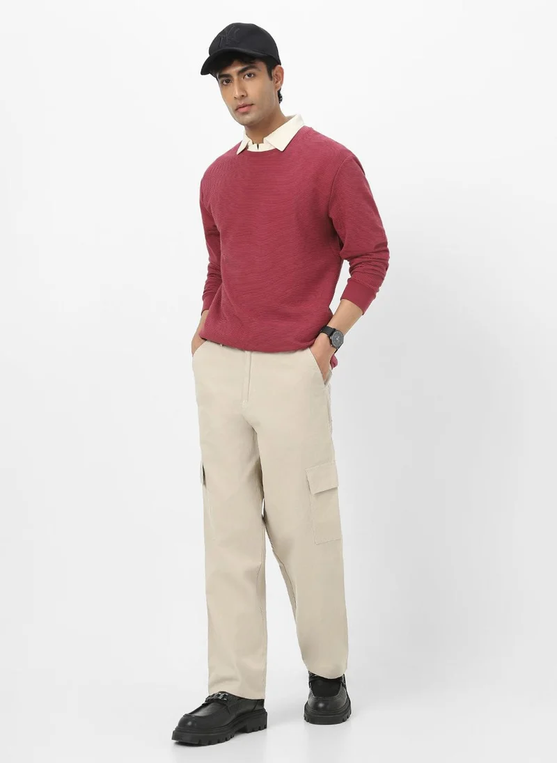 Urbano Fashion  Urbano Fashion Men's Cream Loose Baggy Fit Solid Cargo Chino Pant with 6 Pockets Non-Stretchable for Men | Best Price UAE